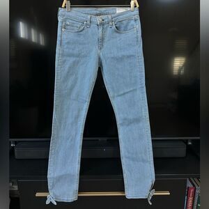 Rag & Bone Stevie ankle tie bow hem denim light wash jeans